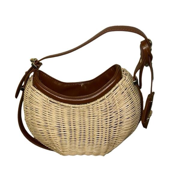 LOULOU Handbags - LOULU NWT Wicker Half Moon Shoulder Bag with Crossbody Strap